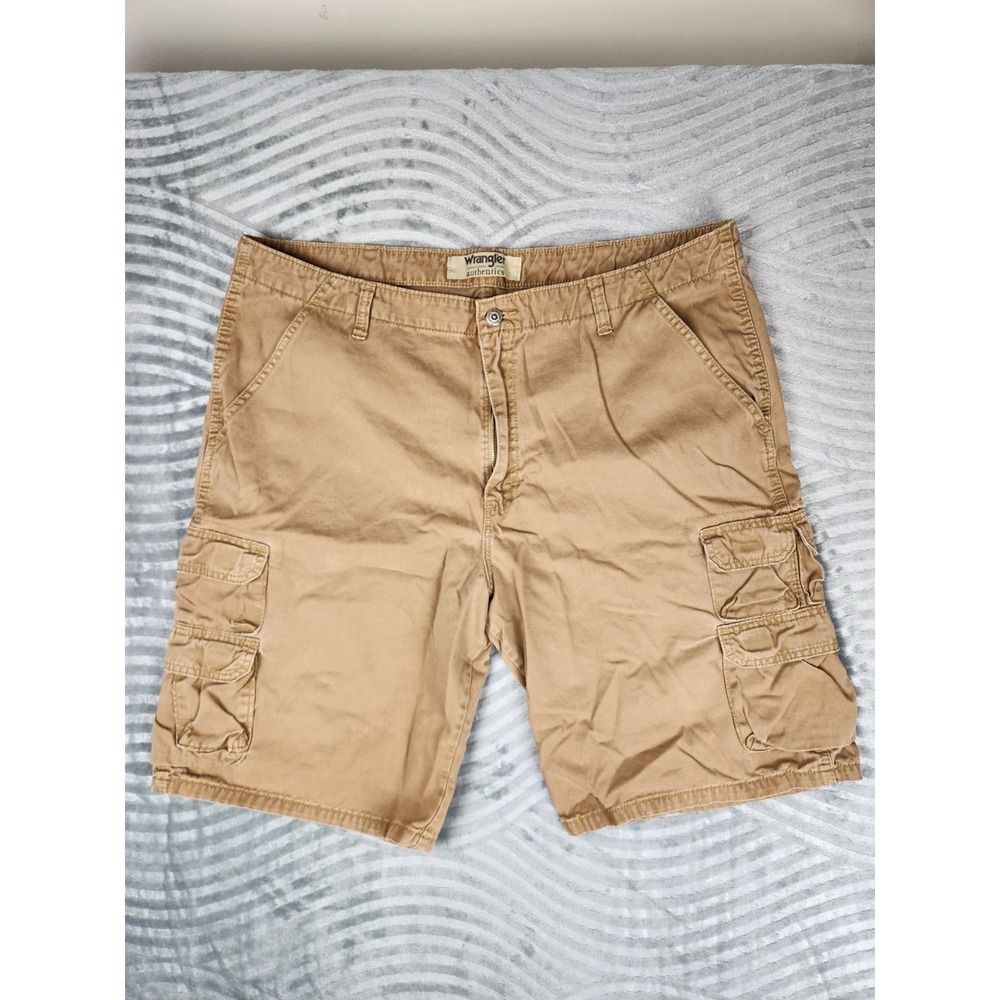 Wrangler Authentics Cargo Shorts Men's Size 40 Brown Tan Cotton Outdoor Hiking